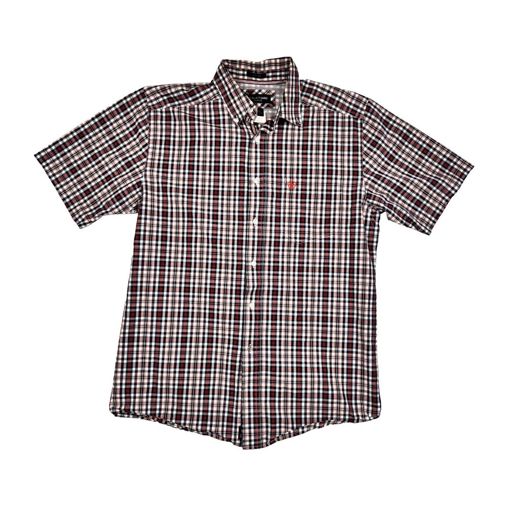 Ariat Short-Sleeve Plaid Button-Down Shirt - Red, Black, White